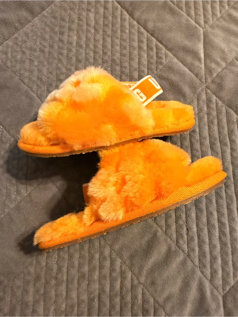 UGG Toddler Plush Orange Fuzz Slippers